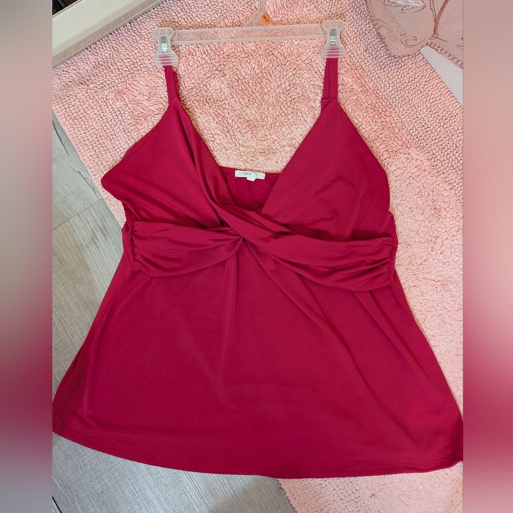 Fuscia Sleeveless Wrap Camisole with Tie Front